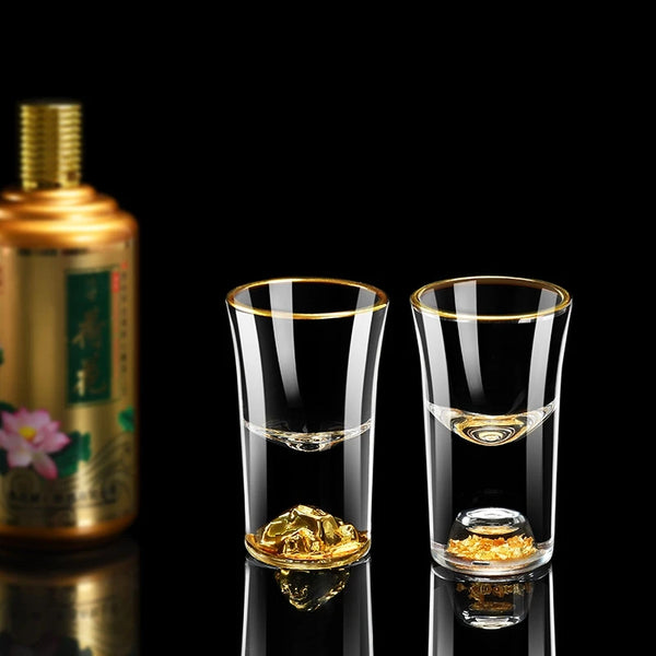 Crystal Liquor Vodka Shot Glass Gold Mountain Wine Glasses Whiskey Glass Spirits Japanese Sake Korean Soju Brandy Shot Cup