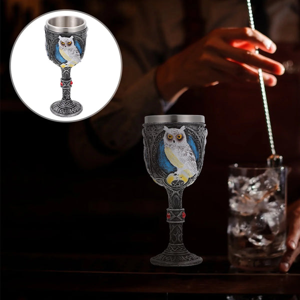 Goblet Cup Medieval Glasses Drinking Chalice Vintage Champagne Metal Owl Shot Tumbler Gothic Beer Egyptian Red Viking Festival