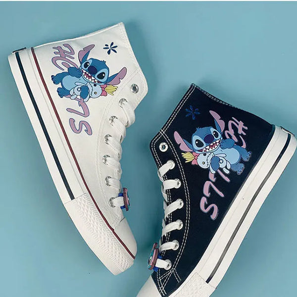 Disney Lilo & Stitch Canvas Shoes Cute Cartoon Little Monster Pattern Shoes Fashion Casual Sports High and Low Canvas Shoes