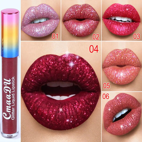 Glitter Lip Gloss Shiny Lipgloss Pearl Glossy Liquid Lipstick Red Pink Lip Stain Stick Cute Lip Tint Lipstic Makeup Cosmetic