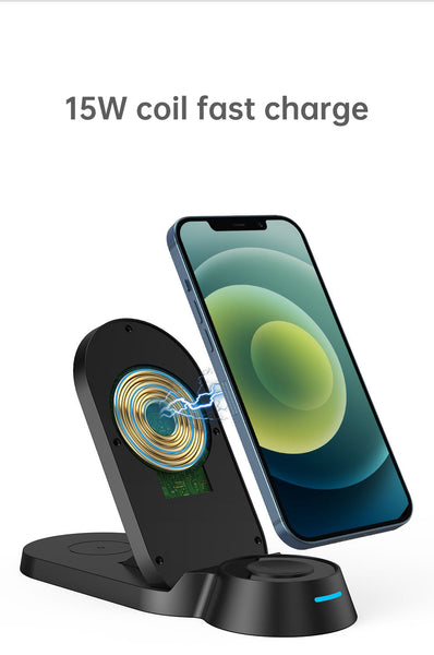 3-in-1 Multifunctional Wireless Fast Charger For Phone Watch Headset Desktop Wireless Charging Base black ZopiStyle