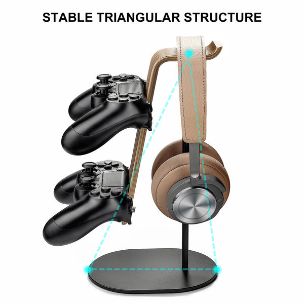 Universal Controller and Headset Stand, Aluminum Wood Gaming Controller &amp; Headphone Holder for PS5 PS4 Xbox One Nintendo Switch ZopiStyle