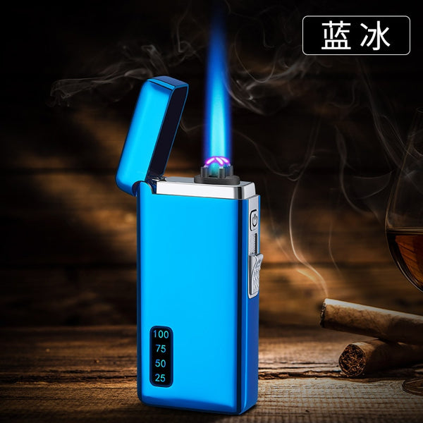 New Windproof Metal USB Lighter Torch Turbo Lighter Jet Dual Arc LED Lighter Gas Chargeable Electric Butane Pipe Cigar Lighter ZopiStyle