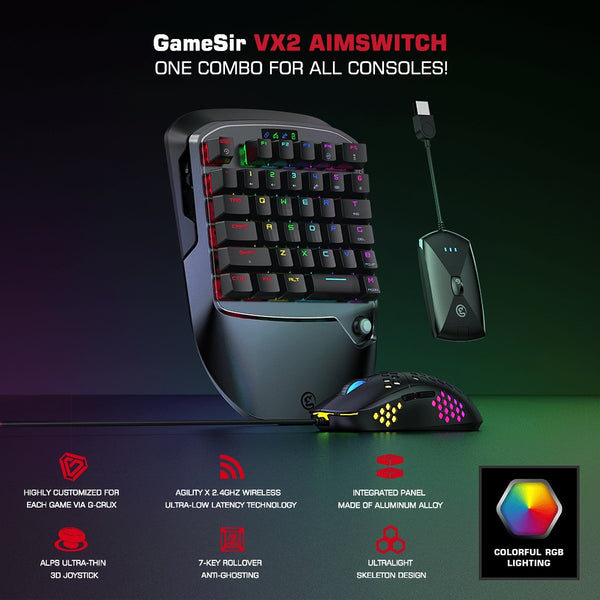 GameSir VX2 AimSwitch Keyboard Mouse and Adapter Set for Xbox Series X, PlayStation 4, PS4, Nintendo Switch Video Game Console ZopiStyle