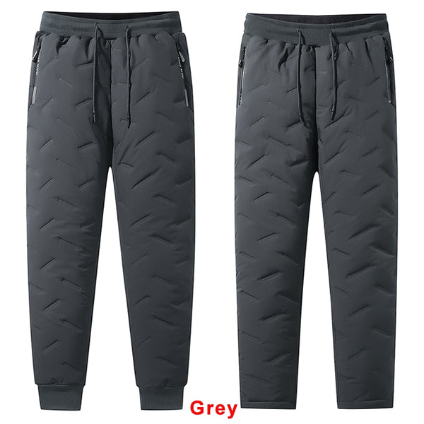 Winter Zip Pockets Thicken Fleece Sweatpants Men Joggers Black Grey Down Cotton Warm Pants Male Water Proof Thermal Trousers 7XL ZopiStyle