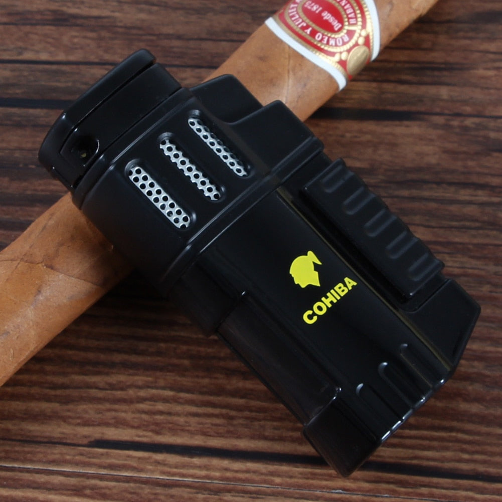 COHIBA Lighter Butane Jet Torch Lighter Gas Cigar Punch Pocket Cigar Lighters Outdoor Metal Cigar Smoker Accessories ZopiStyle