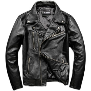 Free shipping.Brand cool classic rider black slim genuine leather jacket.men quality fashion cowhide coat.Plus size.dropship ZopiStyle