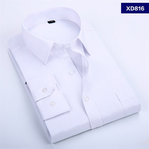 2022 New Men&#39;s Dress Shirt Solid Color Plus Size 8XL Black White Blue Gray Chemise Homme Male Business Casual Long Sleeved Shirt ZopiStyle