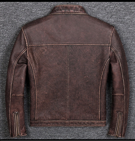 Free shipping.7XL Brand Classic casual style cowhide jacket,mens 100% genuine leather clothes.vintage biker leather coat. ZopiStyle