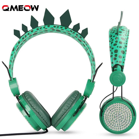 Boy headphones Jurassic dinosaur 3.5mm wired headphones with microphone suitable for learning games mobile phone headphones cute ZopiStyle
