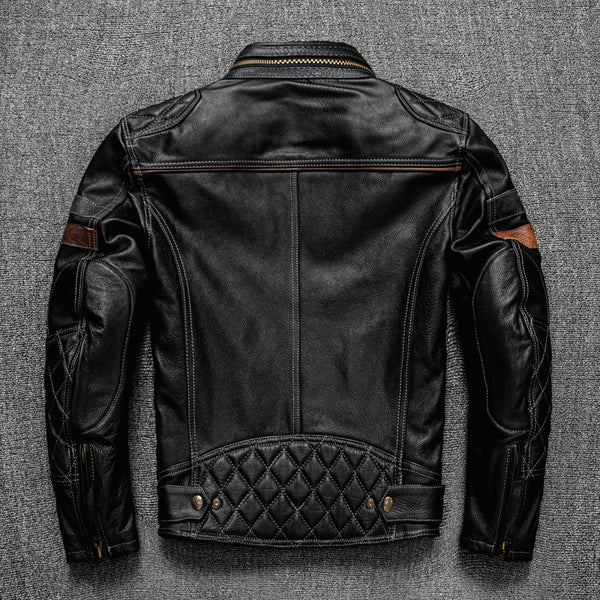 Free shipping.2021 Brand new Pro motor biker real leather jacket.cool black men rider cowhide coat.quality thick leather cloth ZopiStyle