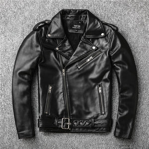 Free Shipping,Popular!Brand new genuine leather jacket.mens biker cowhide coat.slim plus size leather clothing.quality.cheap ZopiStyle