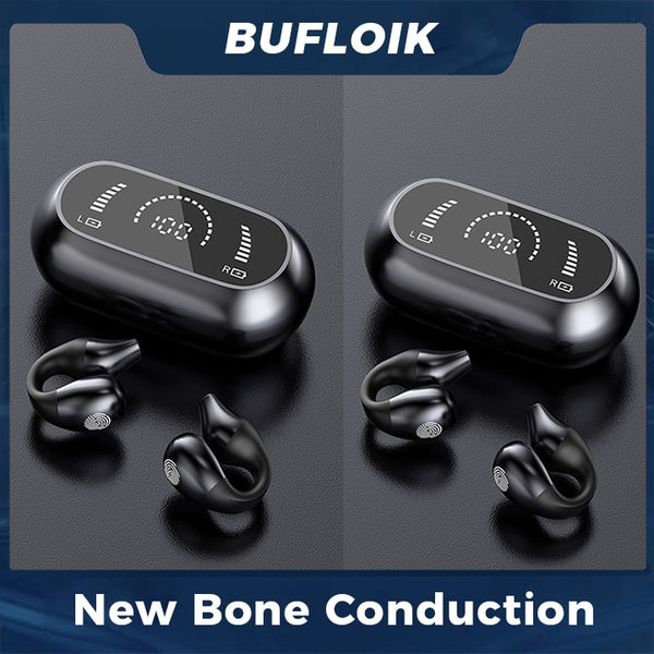 2022 NEW Bone Conduction Earphone Bluetooth 5.2 Ear Clip on Ear Earring Wireless Headphones Sports Headsets Ear Hook with Mic ZopiStyle