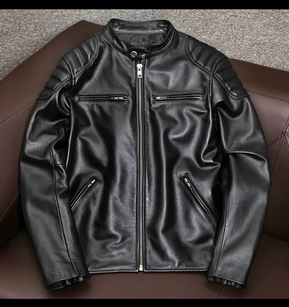 Free shipping,2022 popular Men rider leather jacket.Sales Brand new cowhide coat.slim genuine leather cloth.Asian plus size.천연 가 ZopiStyle