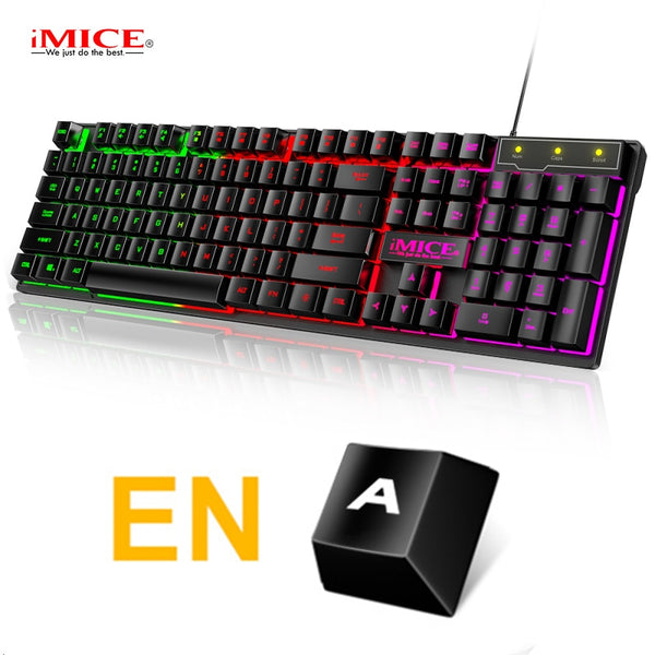 Gamer Keyboard And Mouse PC Gaming Keyboard RGB Backlit Keyboard Rubber Keycaps Wired Russian Keyboard Mouse Gamer Gaming Mouse ZopiStyle