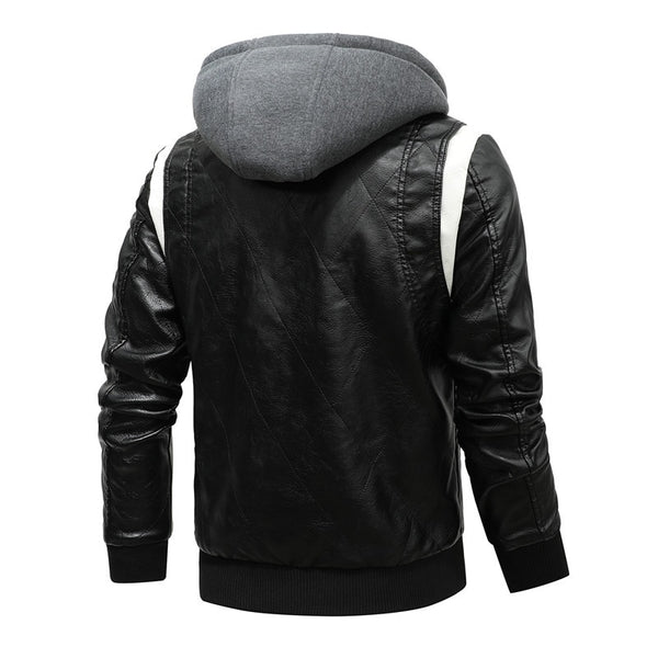 2021 New Spring Leather Men&#39;s Jacket Removable Hoodied Scorpion Embroidery Motorcycle Jacket Men Slim Fit Leather Mens Jackets ZopiStyle
