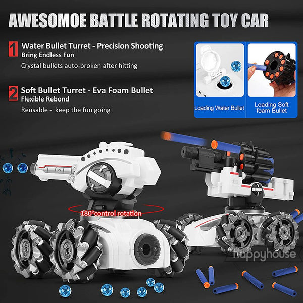 3 Head 4WD Stunt Car Remote Control Tank Water Bomb Tank Toy Gesture Remote Control Car Shooting Bullet Blow Bubble RC Tank ZopiStyle