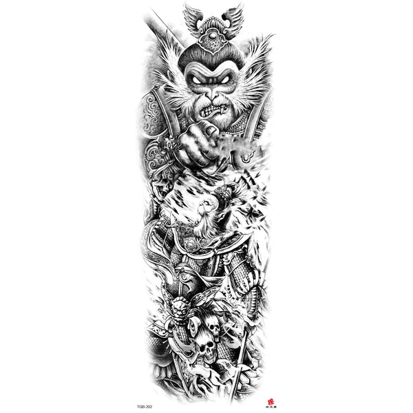 Waterproof Temporary Tattoo Sticker Totem Lion Crown Skull Full Arm Large Size Sleeve Fake Tattoo Flash Tattoo For Men Women ZopiStyle