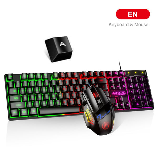 Gamer Keyboard And Mouse PC Gaming Keyboard RGB Backlit Keyboard Rubber Keycaps Wired Russian Keyboard Mouse Gamer Gaming Mouse ZopiStyle