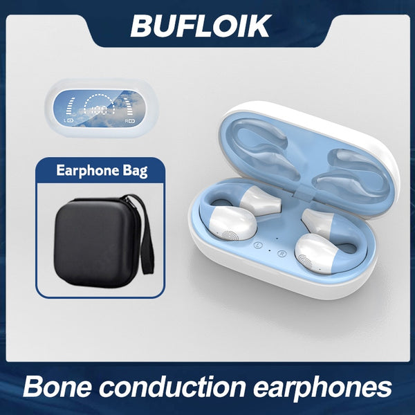 2022 NEW Bone Conduction Earphone Bluetooth 5.2 Ear Clip on Ear Earring Wireless Headphones Sports Headsets Ear Hook with Mic ZopiStyle