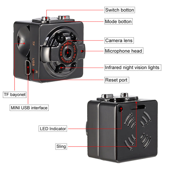 Camera SQ8 Small Convenient Camera With Lithium Battery Card HD Mini DV Camera HD version 1080p ZopiStyle