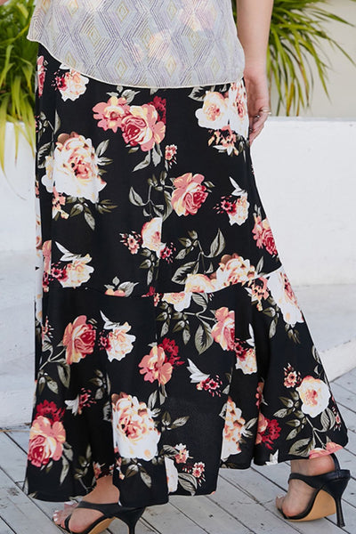 Plus Size Floral High-Rise Skirt Trendsi