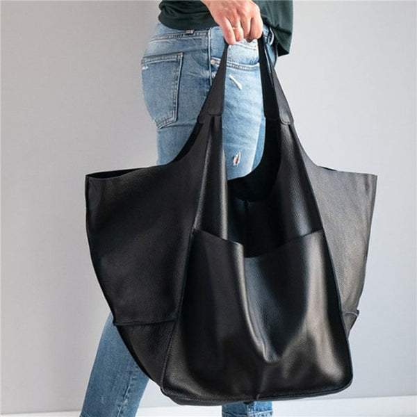 Casual Soft Large Capacity Tote Luxury Bag Women Handbags Designer Look Pu Leather Women&#39;s Shoulder Bag Retro Big Shopper Purses ZopiStyle