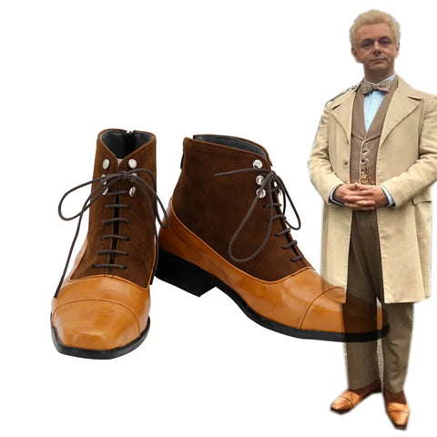 Good Omens Aziraphale Cosplay shoes Angel Aziraphale Boots Shoes Custom Made European Size
