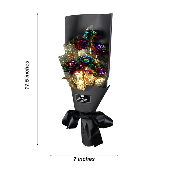 24K Foil Plated Gold Rose Bouquet Proposal Gift Flowers Box Wedding Decor Valentine Day Creative Gift Golden Rose Drop Shipping