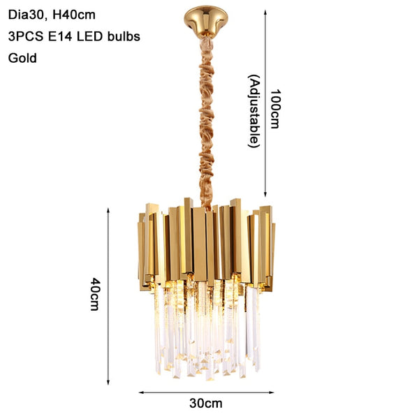 Modern crystal chandelier for dining room luxury kitchen island light fixture home decor gold/chrome led cristal lustre