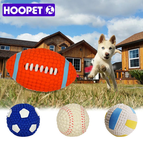 HOOPET Pet Dog Toy Balls Squeak Puppy Toys Interesting Tennis Football Tooth Cleaning Toys for Dogs
