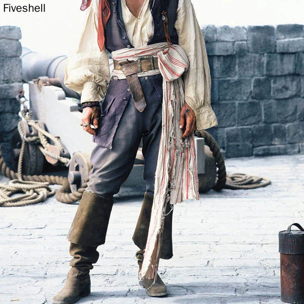 Medieval  Leather Boots Jack Sparrow Renaissance Half Haddock Shoes Footwear Larp Pirate Warrior Vintage Jackboot For Adult Men