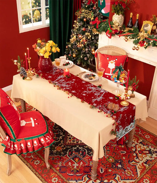 Christmas Gnomes Snowflake Bird Linen Table Runners Dresser Scarves Table Decor Xmas Dining Table Runners Christmas Decorations