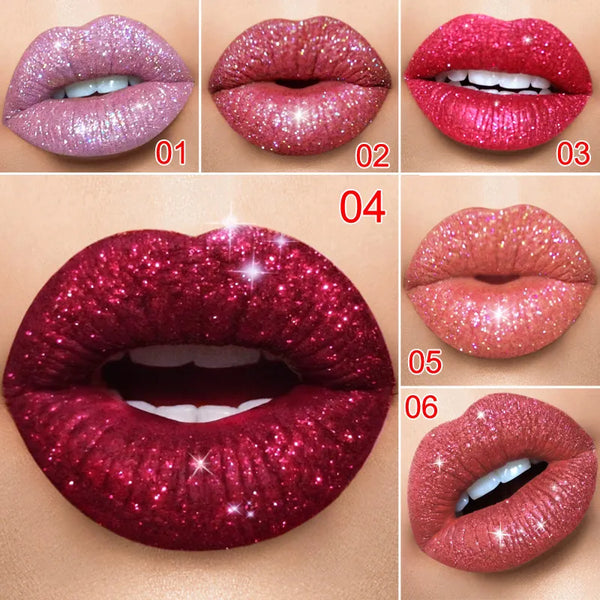 Glitter Lip Gloss Shiny Lipgloss Pearl Glossy Liquid Lipstick Red Pink Lip Stain Stick Cute Lip Tint Lipstic Makeup Cosmetic
