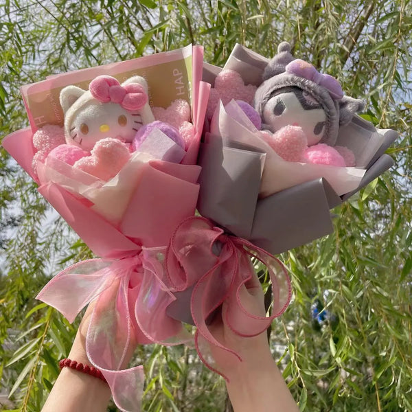 Kawaii Hello Kitty Cat Plush Dolls  Rose Soap Flowers Bouquet Christmas Valentine's Day Birthday Graduation Gifts