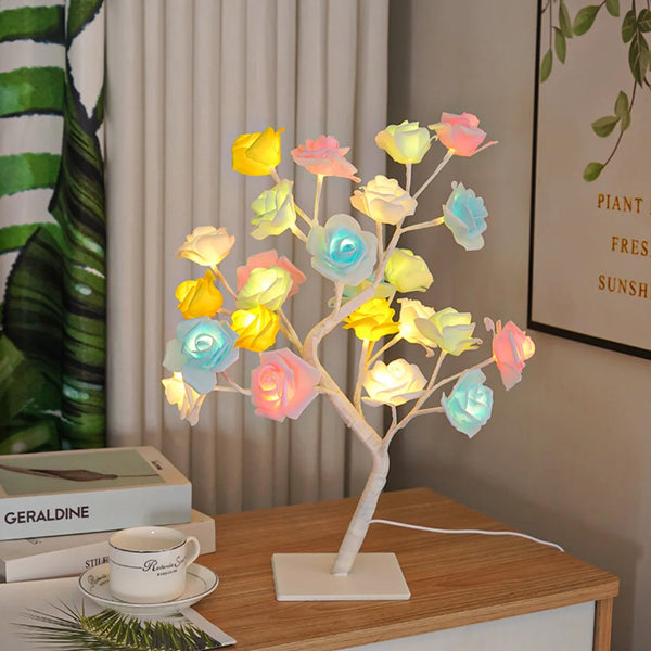 24 LED Rose Lamp, Rose Light Tree Table Top Decorations for Wedding Mother's Day Valentine’s Day Decorations, Gift for Girls Mom