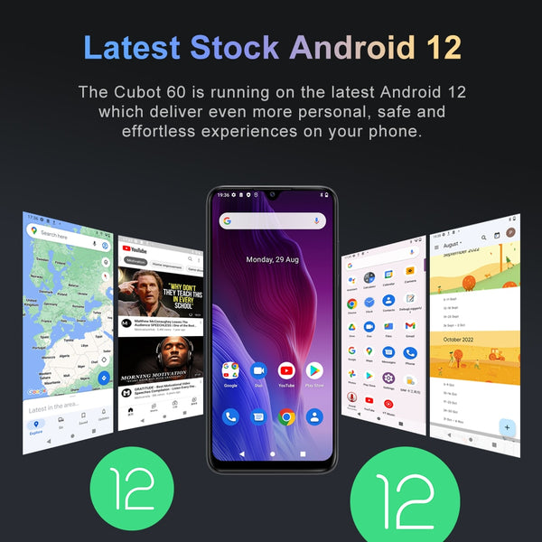 Cubot P60, Android 12 Smartphone, 6.517&quot;, Octa-Core, 6GB+128GB (256GB Extended), 20MP Camera, 5000mAh, Dual SIM 4G Celulares,GPS