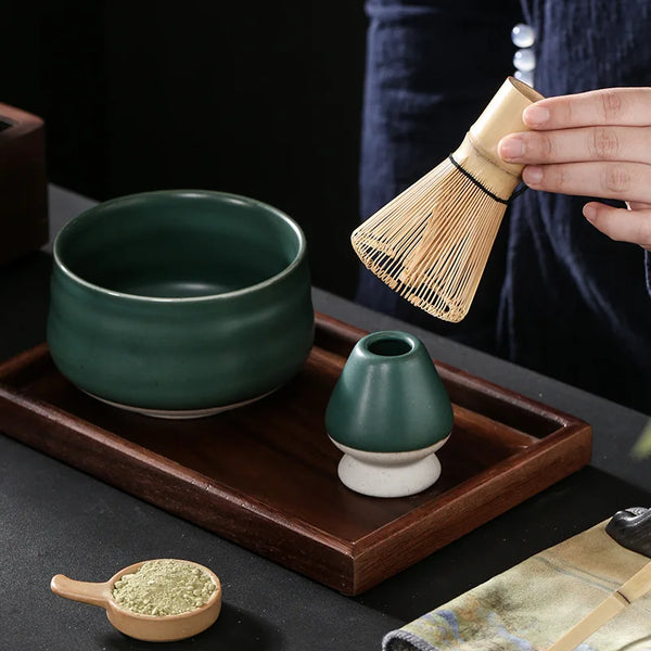 Handmade Home Easy Clean Matcha Tea Set Tool Stand Kit Bowl Whisk Scoop Gift Ceremony Traditional Japanese Accessories W5049