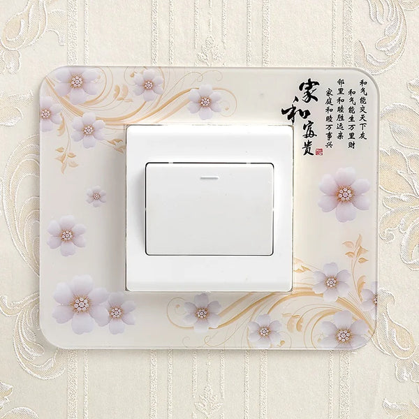 Chinese Retro Style Acrylic Socket Switch Sticker Wall Stickers Home Decor Living Room Decoration Light Switch Cover Plate T034