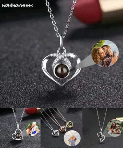 ExquisiteProjection Necklace Customized Ppersonalized Photo Heart Pendant Suitable For GivingValentine's Day Commemorative Gifts