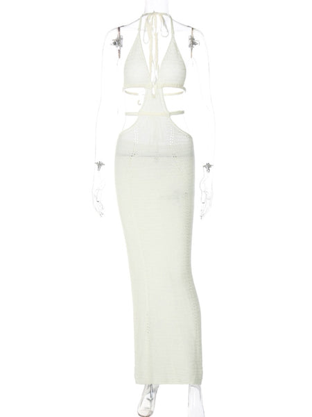 Avrilyaan White Knitting Backless Summer Dress Women 2023 New Bodycon Maxi Long Sexy Dress Elegant Casual Beach Dresses Vestidos