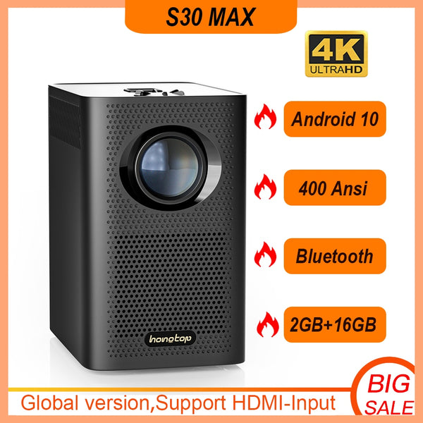 HONGTOP S30MAX Smart 4K Android WiFi Portable 1080P Home Theater Video LED Bluetooth Mini Projector Android 10.0  Projector