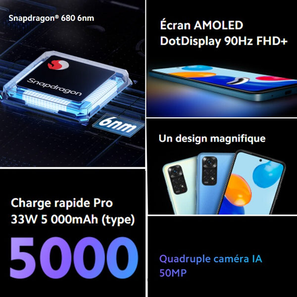 Xiaomi Redmi Note 11 NFC Smartphone Global Version snotagon 680 Octa Core 33W fast charging 50mp Quad Camera global Version UE charger