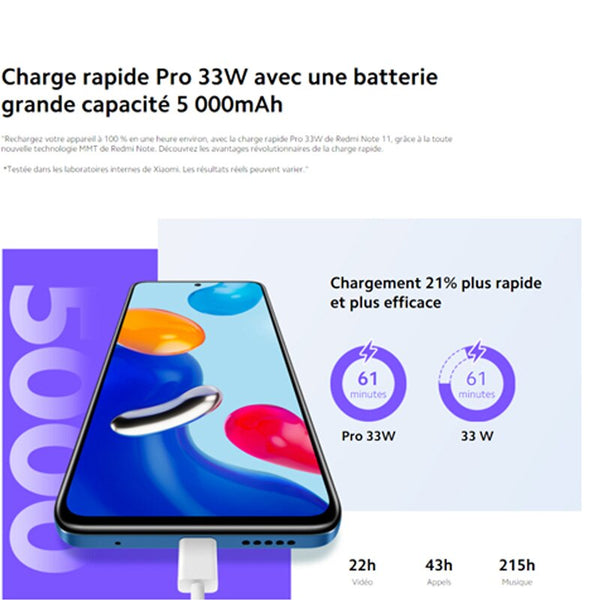 Xiaomi Redmi Note 11 NFC Smartphone Global Version snotagon 680 Octa Core 33W fast charging 50mp Quad Camera global Version UE charger