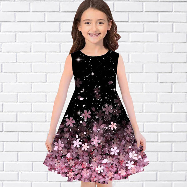Girls 3D Print Dresses Kids Girl Party Sleeveless Princess Dress Tank 3D Print Pretty Butterfly Dress
