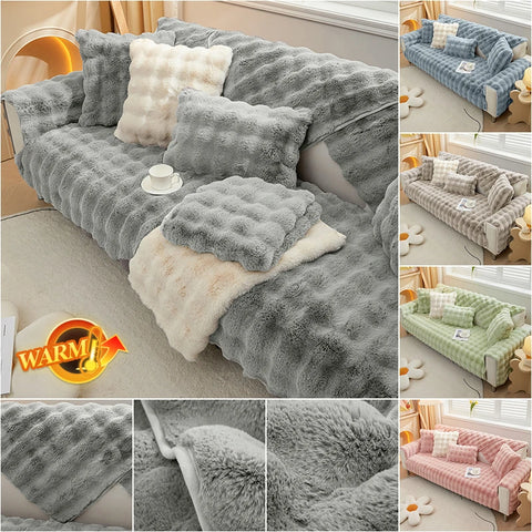 Thicken Rabbit Plush Sofa Slipcover Universal Non-slip Super Soft Sofa Towel Couch Cushion For Living Room Modern Home Decor