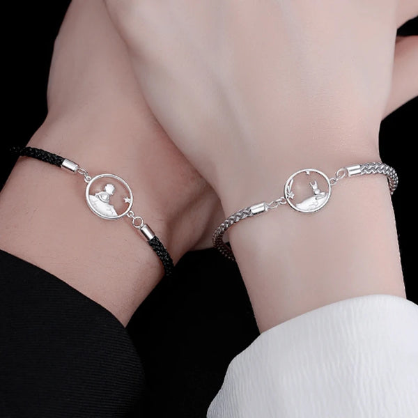 2PCS Couples The Little Prince and Fox Bracelets Romantic Love Token Bangles Braided Rope Lovers Bracelet Valentine’s Day Gift