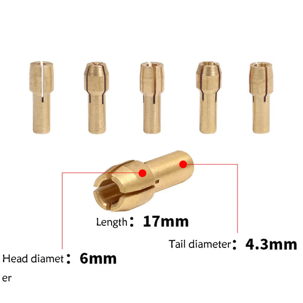 10pcs Drill Chucks Bits Brass Collet Mini Chuck for Dremel Rotary Tool 4.3mm Dia 0.5mm-3.2mm Power Accessory