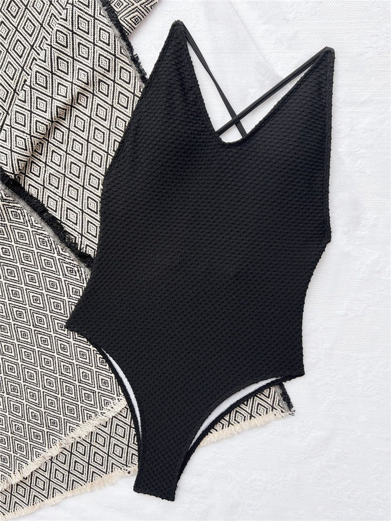 2023 Bump Fabric Swimwear Women Sexy Backless Swimsuit Mujer Trikini Maio Biquini Maillot Femme Badpak Stroj kapielowy Monokini