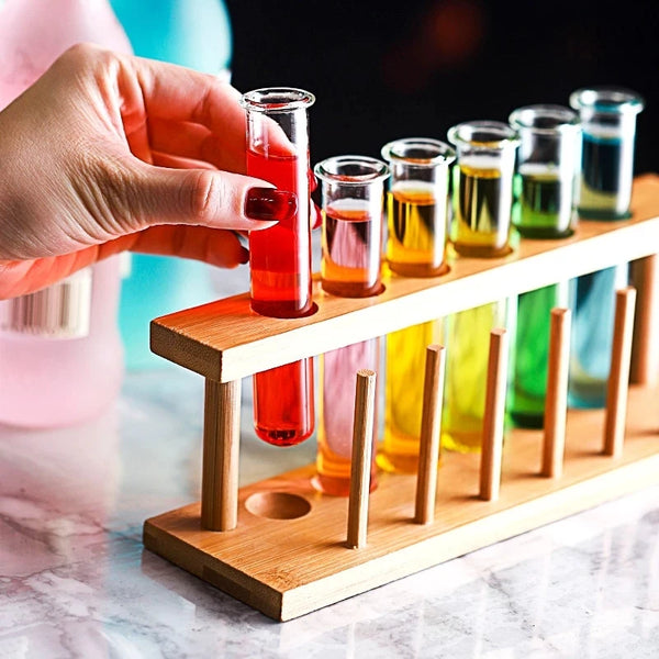6 Piece Lot Test Tube Cocktail Glass Set With Free Rack Stand Bar KTV Night Club Home Party Shot Glasses Tipsy Holder Wine Cup